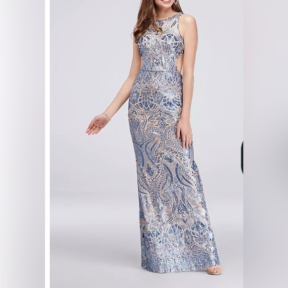 Camille La Vie Dresses & Skirts - Camille La Vie Blue and nude Backless prom Dress